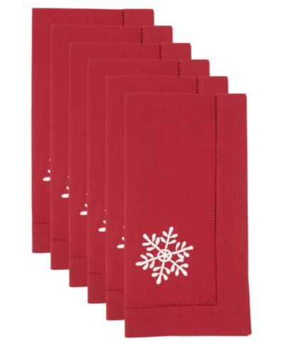 Saro Lifestyle Embr'D Snowflake Hemstitch Napkin, Set of 6