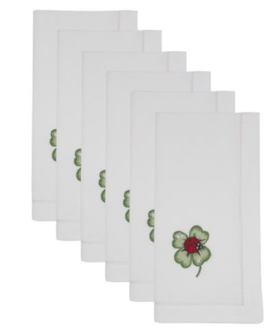 Saro Lifestyle Embr'D Ladybug Hemstitch Napkin, Set of 6