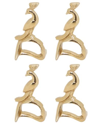 Saro Lifestyle Gilded Peacock Napkin Ring, Set of 4