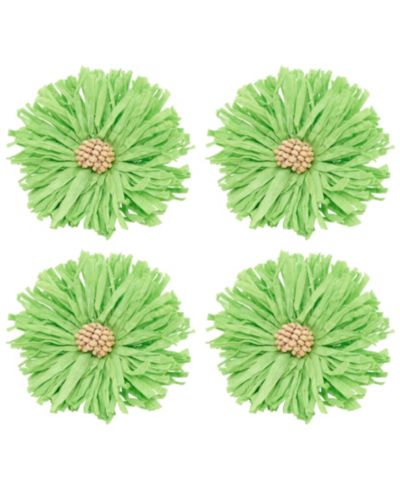 Saro Lifestyle Raffia Charm Napkin Ring, Set of 4