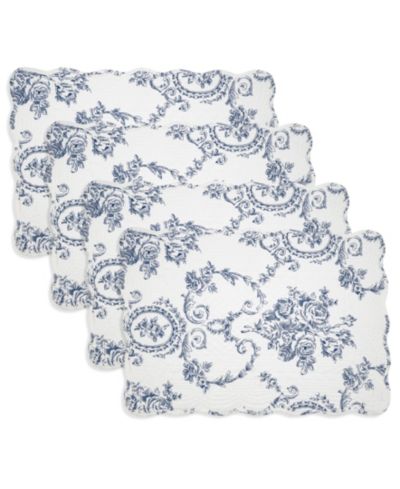 Saro Lifestyle Quilted Toile Floral Placemat, Set of 4