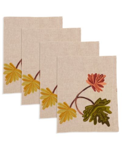 Saro Lifestyle Golden Grove Leaf Napkin, Set of 4