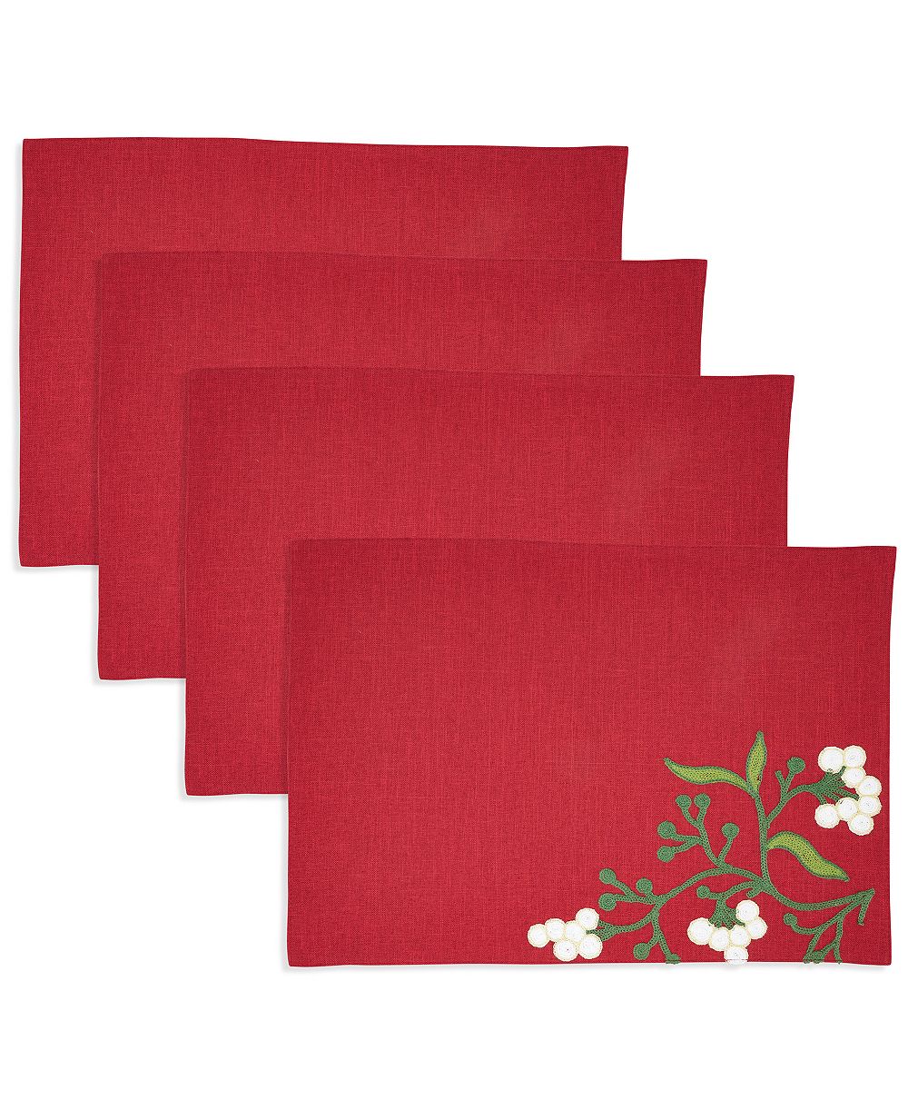 Saro Lifestyle Набор салфеток Merry Mistletoe, 4 шт