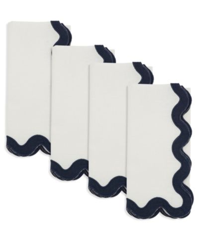 Saro Lifestyle Linen Soft Hue Scallop Napkin, Set of 4