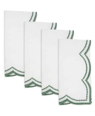 Saro Lifestyle Embroidered Polka Dot Napkins with Scallop Edge, Set of 4