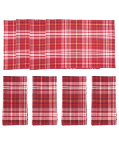 Saro Lifestyle Rustic Plaid Placemat and Napkin Set, Set of 8