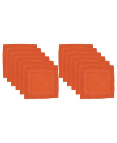 Saro Lifestyle Hemstitched Border Cocktail Napkin, Set of 12