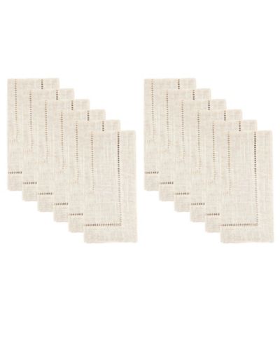 Saro Lifestyle Linen Blend Toscana Double Hemstitched Napkin, Set of 12