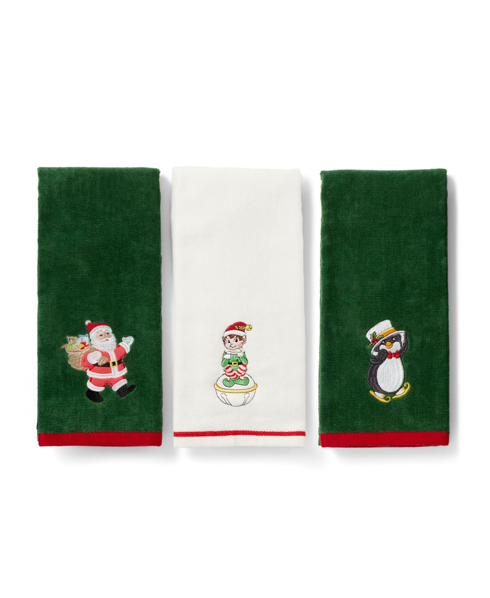 Lenox Кухонные полотенца Holiday Elf, Santa and Penguin, набор из 3 шт
