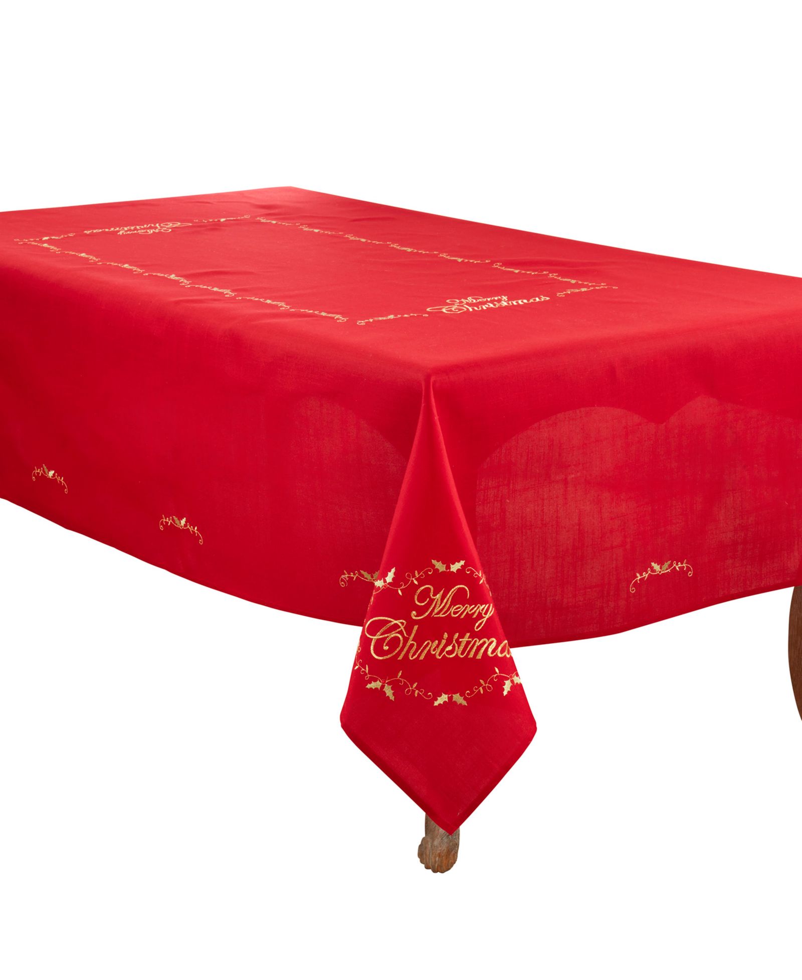 Saro Lifestyle Merry Christmas Embroidered Design Tablecloth, 65" x 84"
