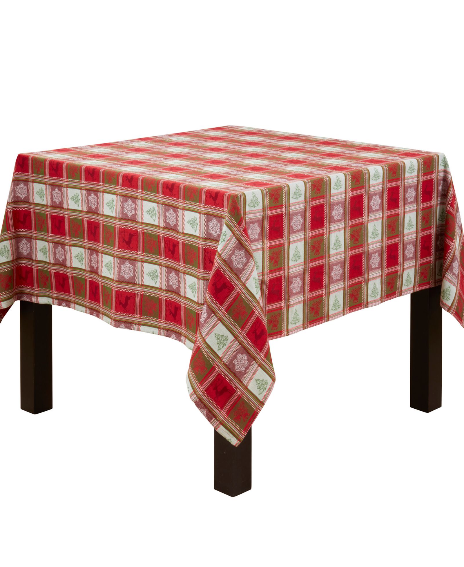 Saro Lifestyle Plaid Jacquard Christmas Tablecloth, 63" x 63"