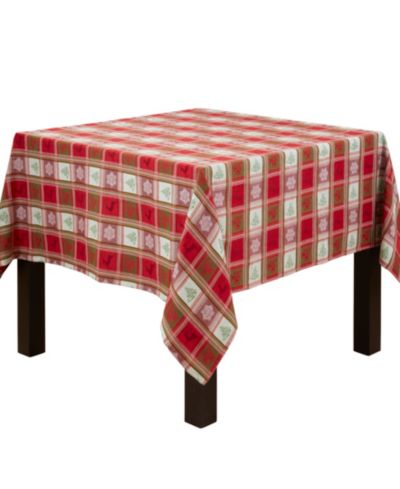 Saro Lifestyle Plaid Jacquard Christmas Tablecloth, 63" x 63"