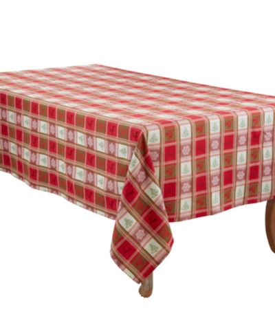 Saro Lifestyle Plaid Jacquard Christmas Tablecloth, 63" x 84"