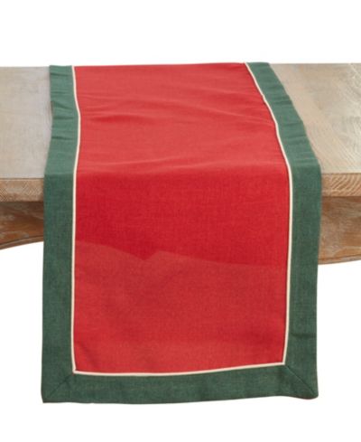 Saro Lifestyle Banded Border Table Runner, 16" x 72"