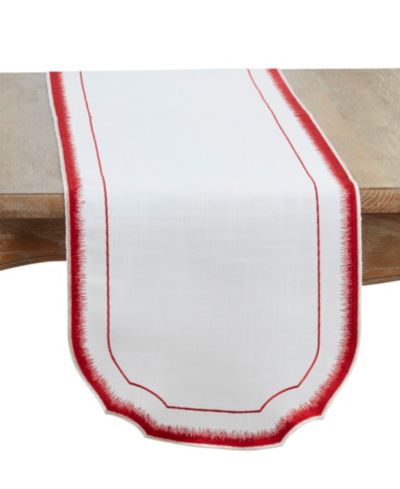 Saro Lifestyle Elegant Embroidery Detail Table Runner, 16" x 70"