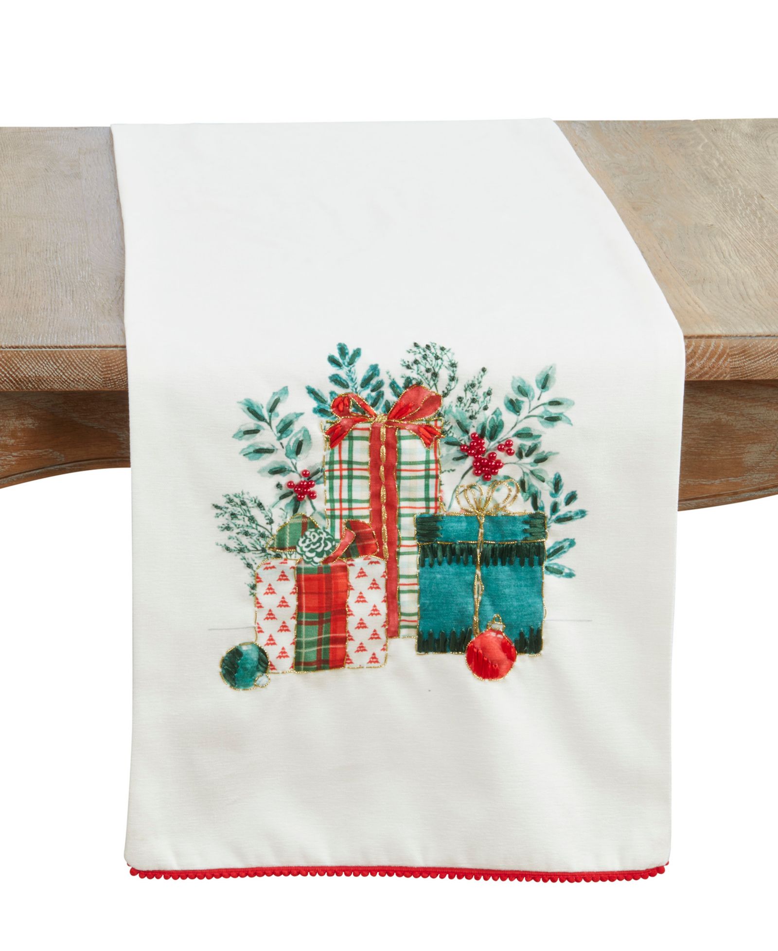 Saro Lifestyle Christmas Gifts Table Runner, 16" x 72"