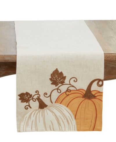 Saro Lifestyle Linen Blend Pumpkins Table Runner, 16" x 70"