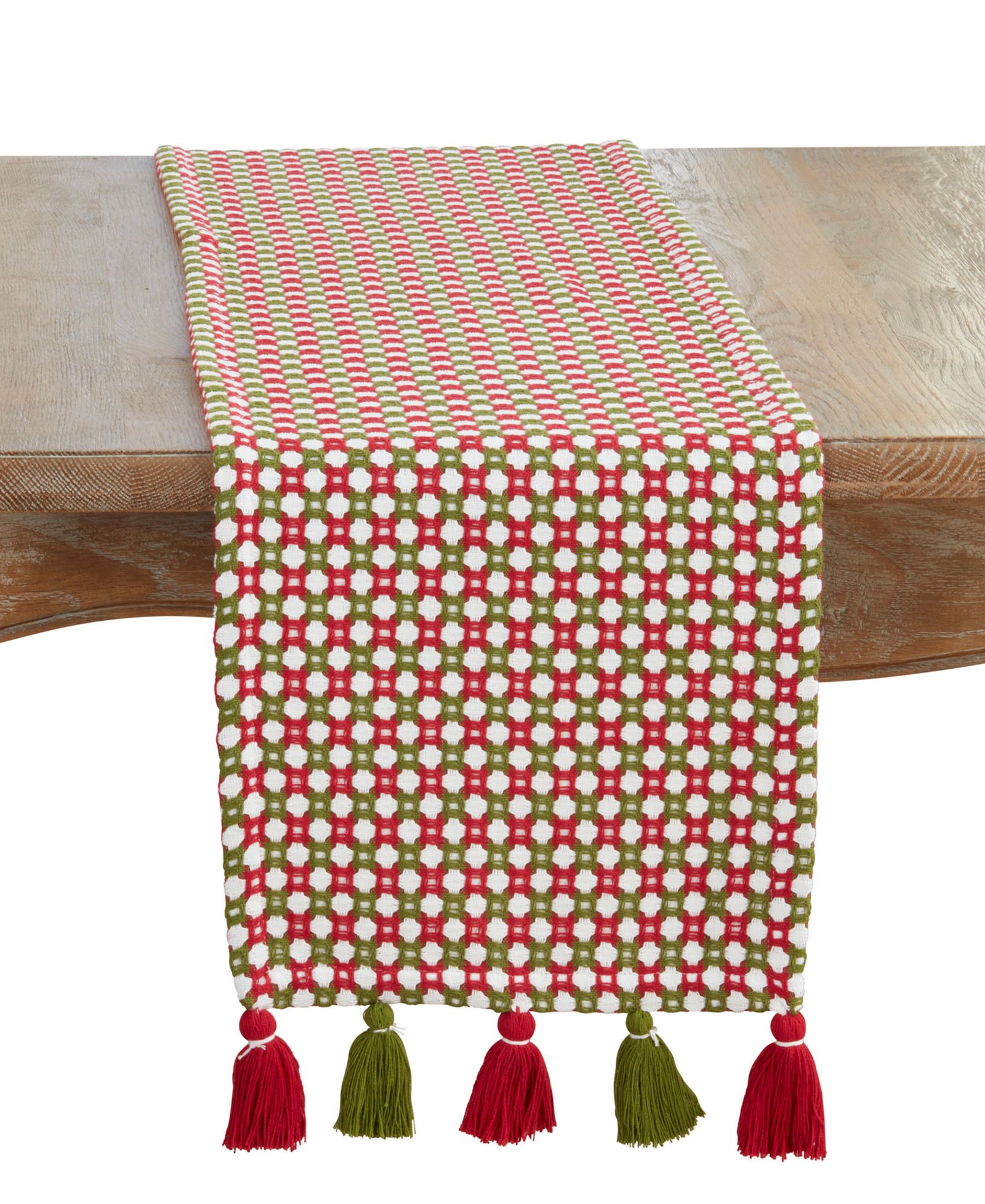 Saro Lifestyle Woven Tassel Table Runner, 13" x 72"