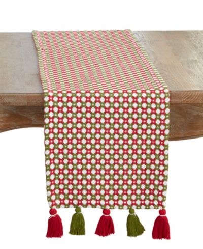 Saro Lifestyle Woven Tassel Table Runner, 13" x 72"