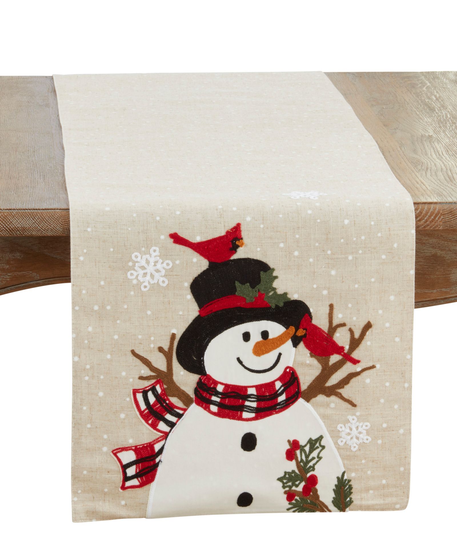 Льняная дорожка на стол Saro Lifestyle Snowman, 16" x 70"