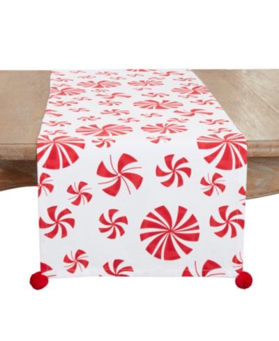 Saro Lifestyle Sweet Peppermint Candy Table Runner, 16" x 120"