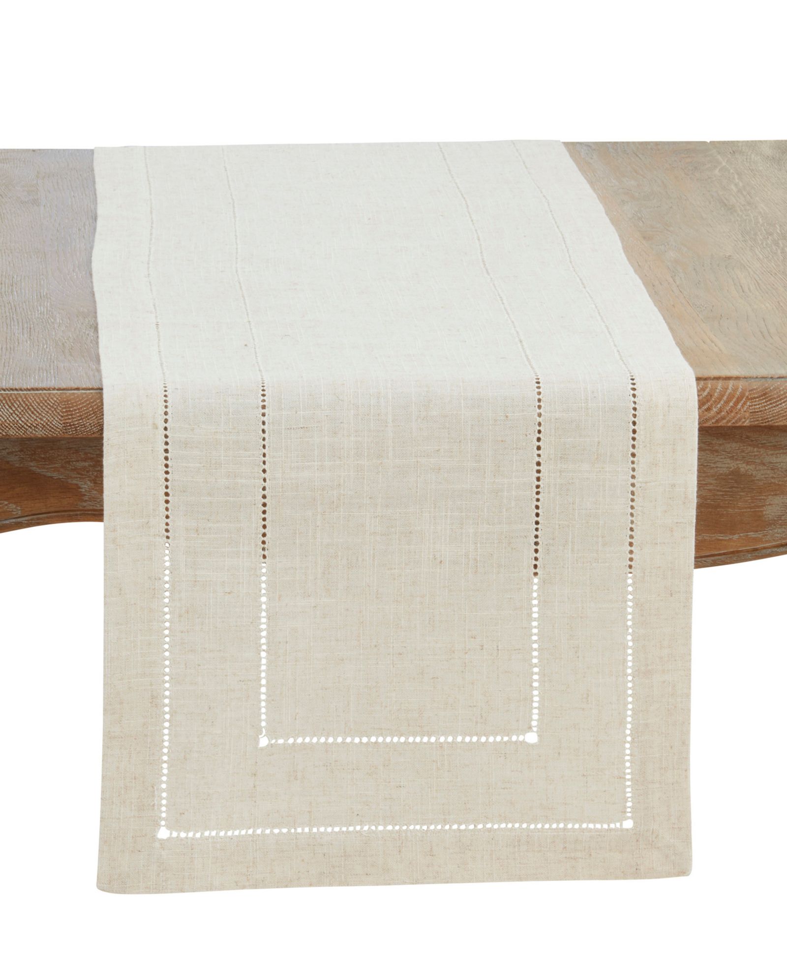Saro Lifestyle Linen Blend Toscana Double Hemstitched Table Runner, 18" x 108"