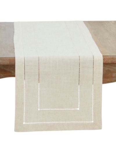 Saro Lifestyle Linen Blend Toscana Double Hemstitched Table Runner, 18" x 108"