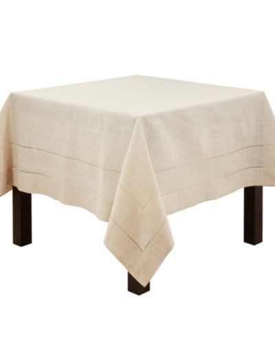 Saro Lifestyle Linen Blend Toscana Double Hemstitched Tablecloth, 90" x 90"