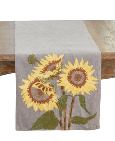 Скатерть Saro Lifestyle Embroidered Sunflower 16" x 72"