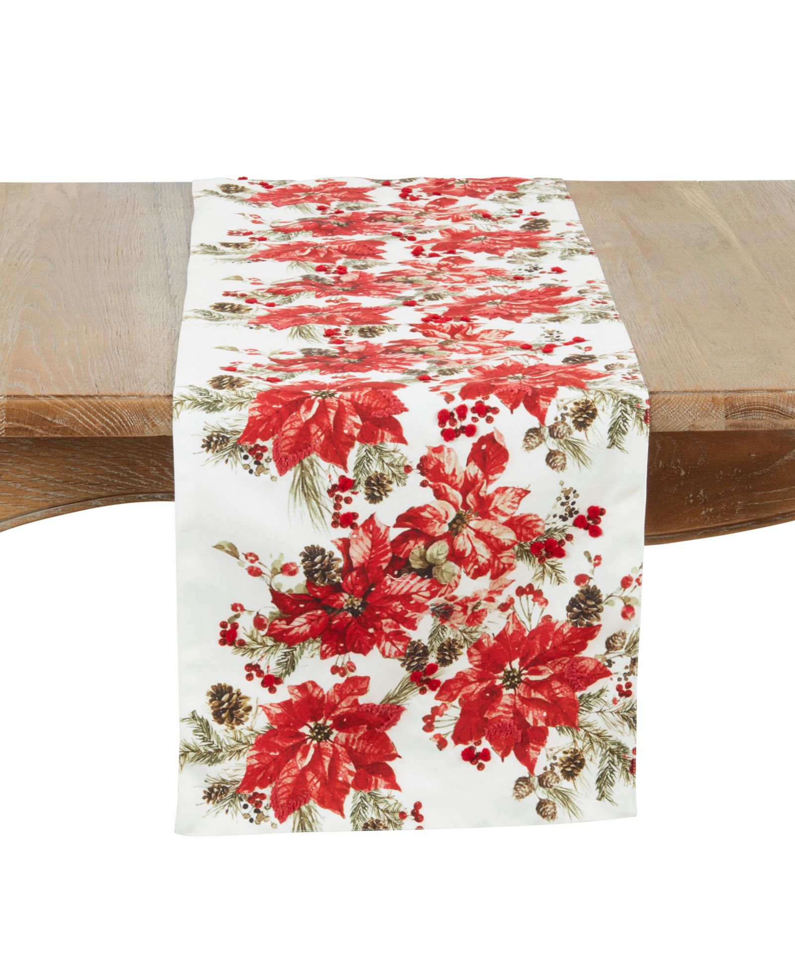Saro Lifestyle Poinsettia Table Runner, 16" x 72"