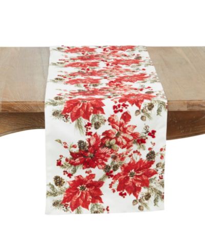 Saro Lifestyle Poinsettia Table Runner, 16" x 72"