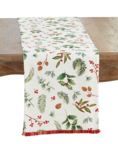 Скатерть-дорожка Saro Lifestyle Holly Branch 13" x 72"