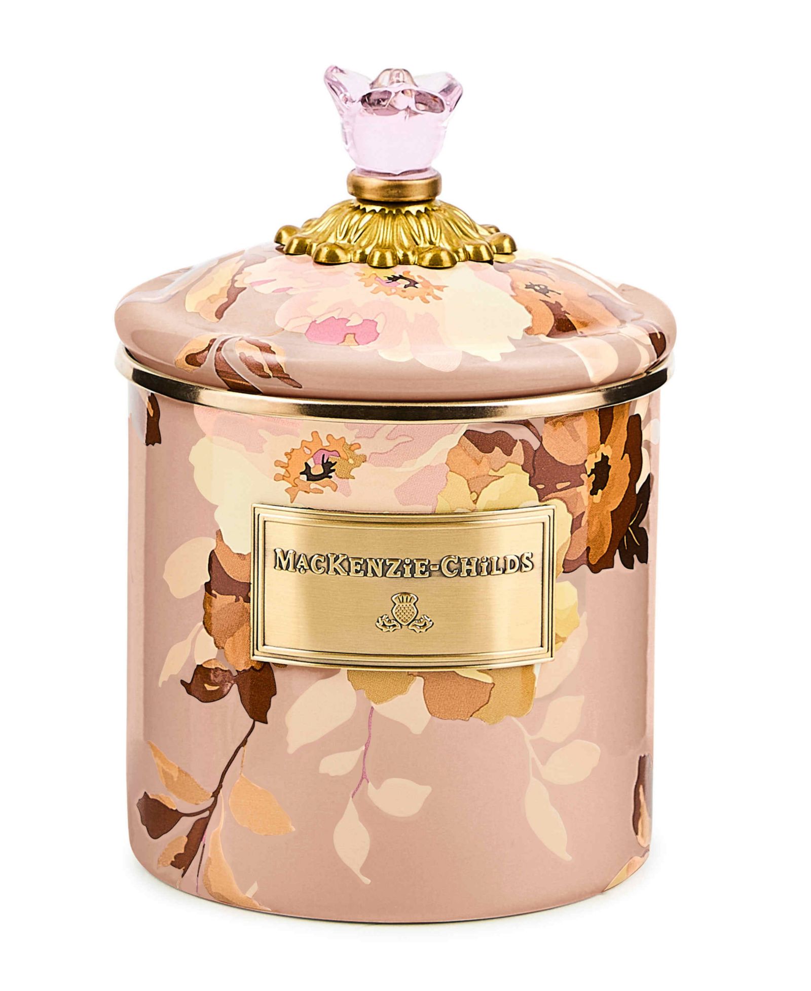 MacKenzie-Childs Wild Rose Mauve Small Canister