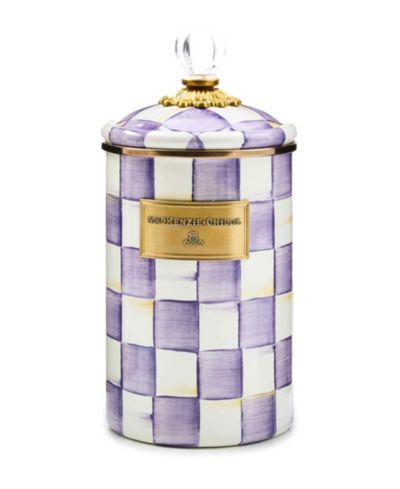 MacKenzie-Childs Violet Check большая декоративная банка ручной работы
