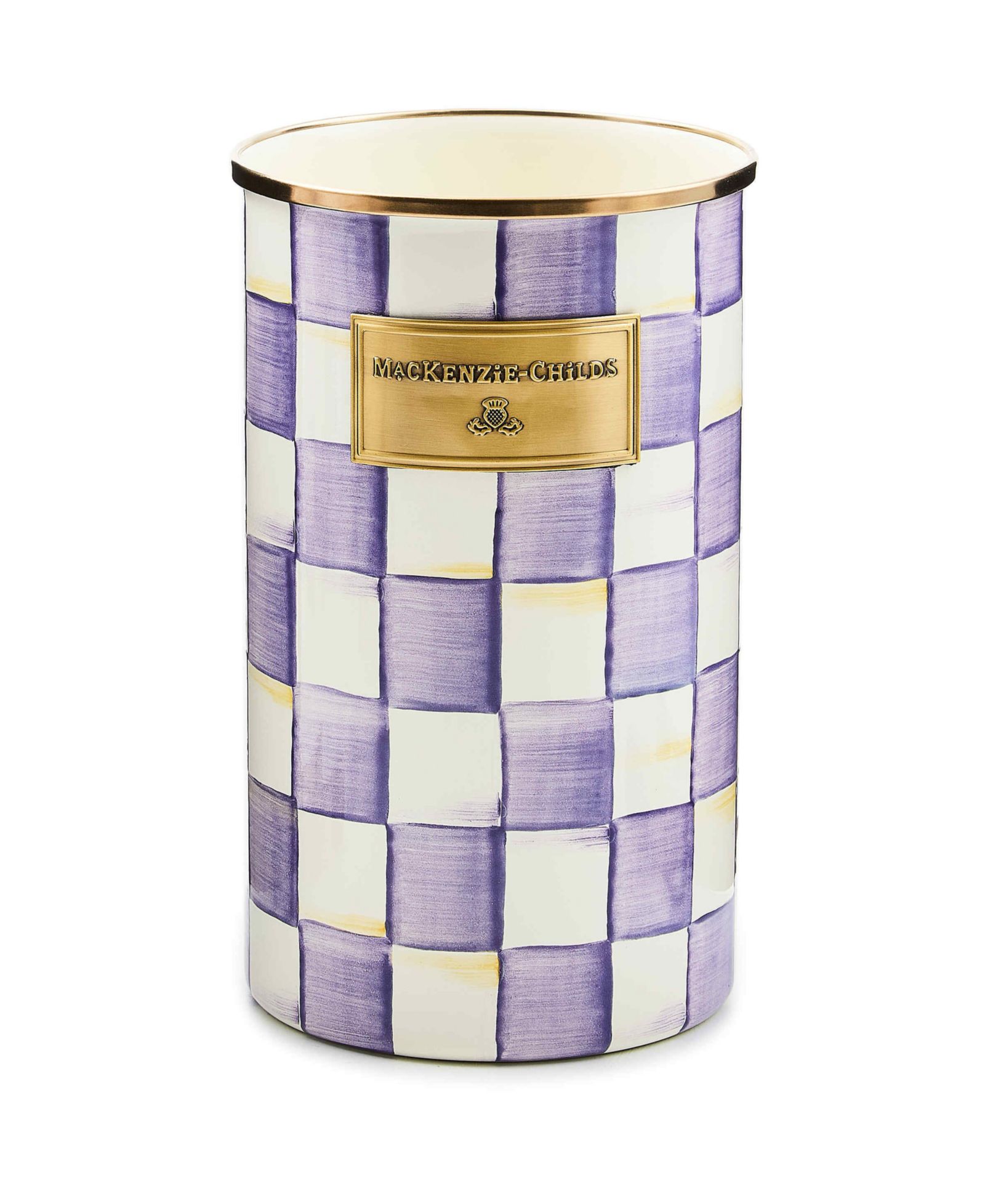 MacKenzie-Childs Violet Check Handmade Utensil Holder