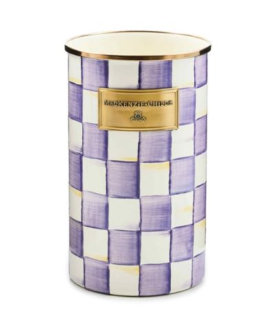 MacKenzie-Childs Violet Check Handmade Utensil Holder
