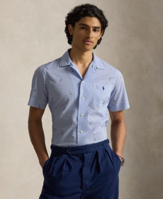 Polo Ralph Lauren Мужская рубашка из сирсакера Classic-Fit с принтом парусника