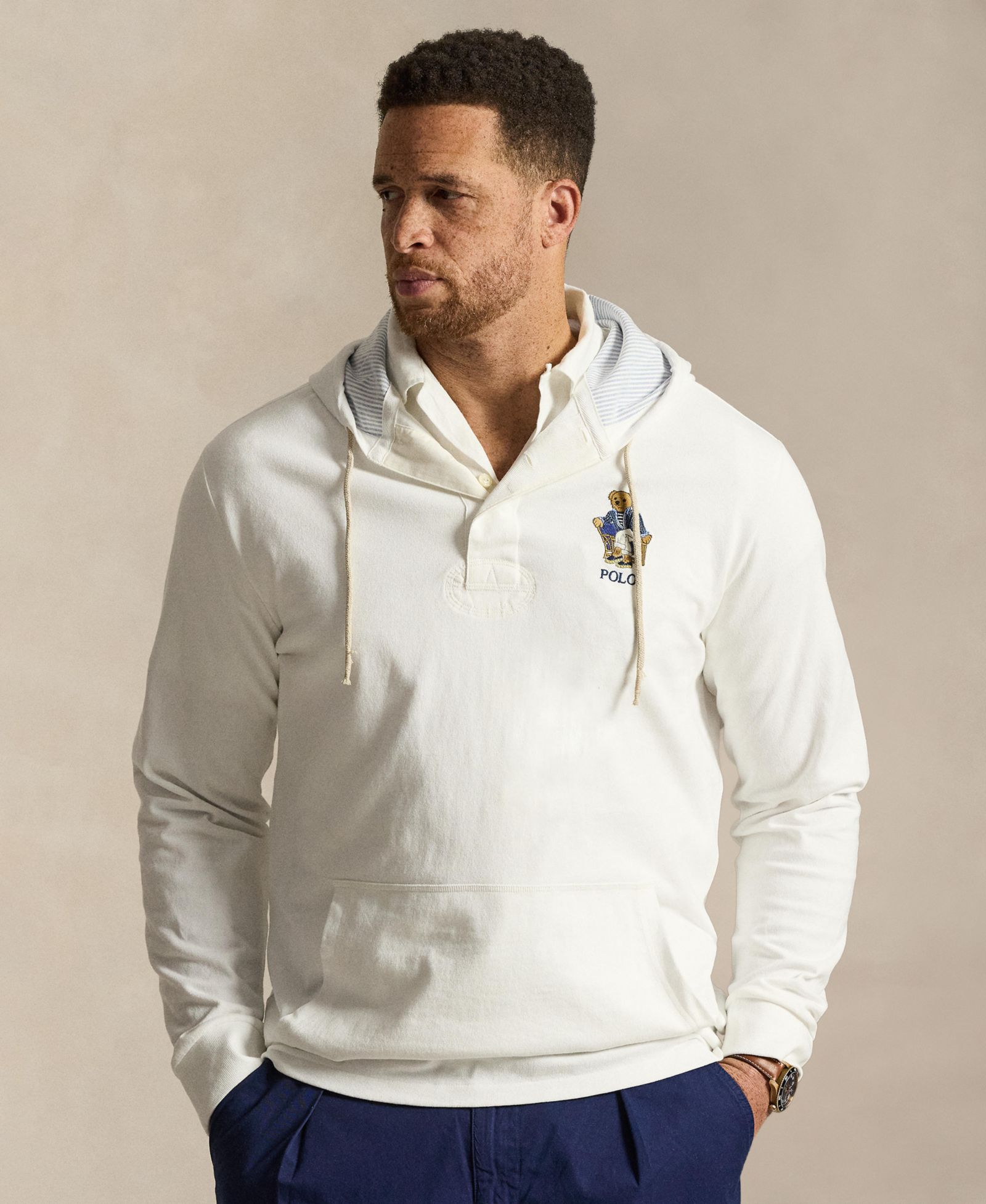 Мужское худи Polo Ralph Lauren Classic-Fit с принтом Polo Bear из трикотажа