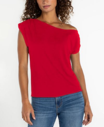 Liverpool Los Angeles Women's Short-Sleeve Asymmetrical Off-The-Shoulder Top