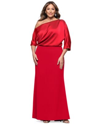 Длинное платье Betsy & Adam Plus Size Asymmetrical Neck