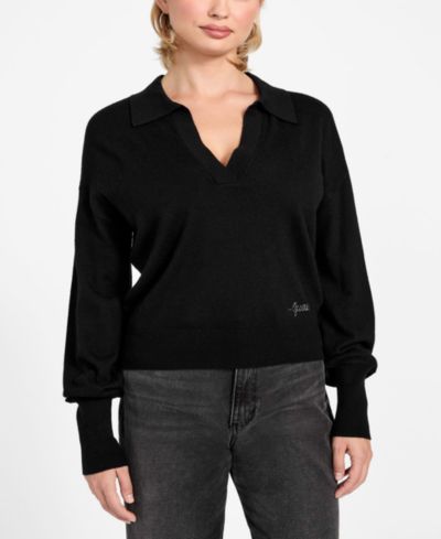 GUESS Women's Long-Sleeve Polo Collar Miranda Sweater