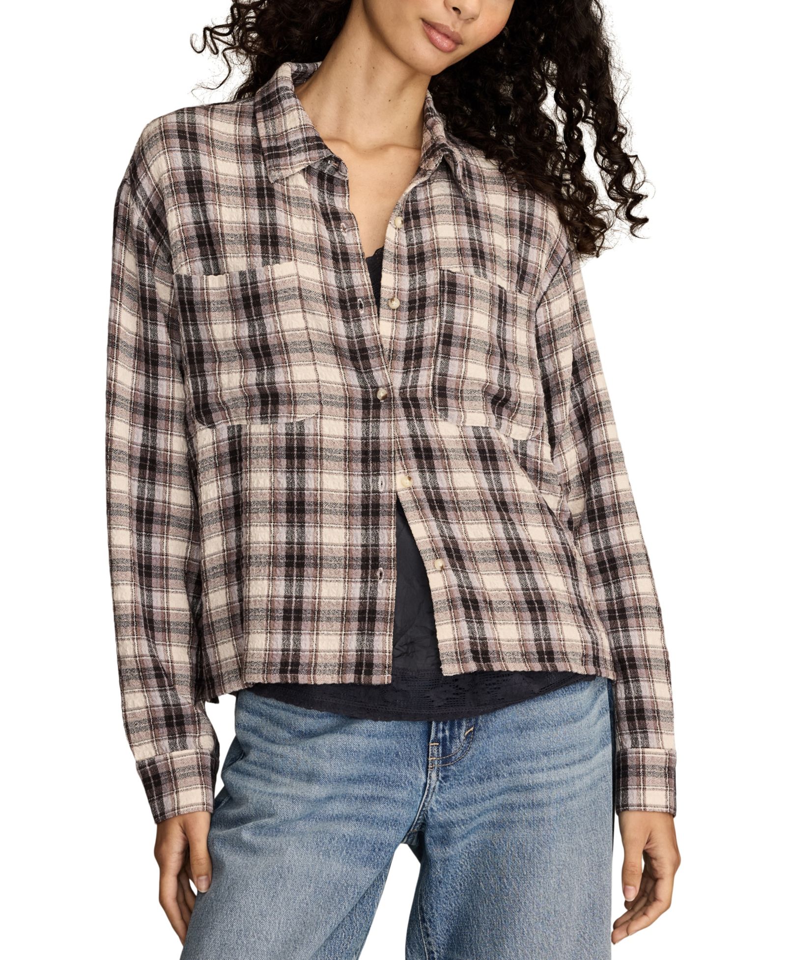 Lucky Brand Женская укороченная рубашка в клетку