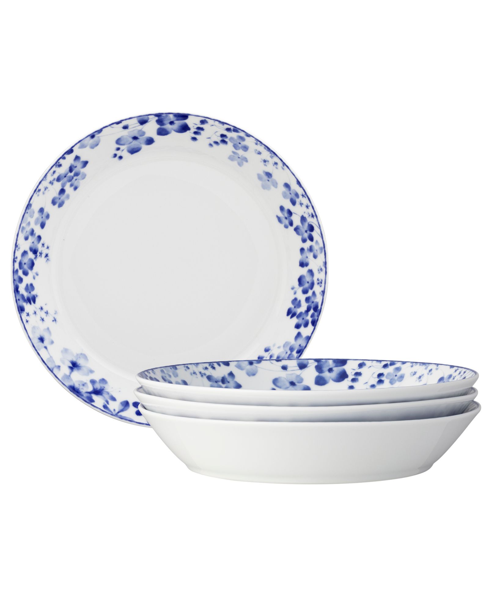 Noritake Bloomington Road Blue Set of 4 Coupe Dinner Bowls, 9-3/4", 43 oz.