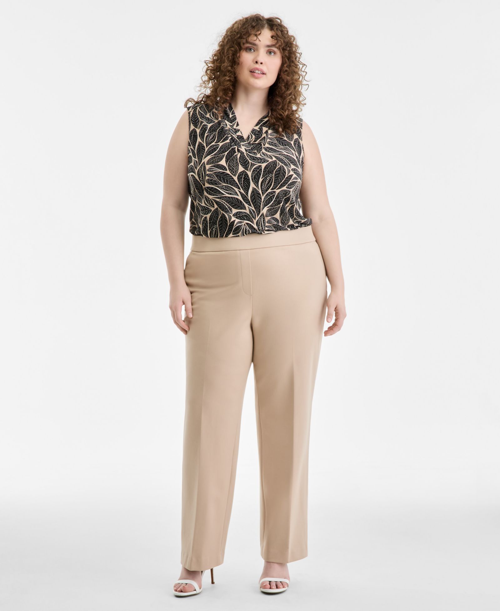 Брюки Anne Klein Plus Size Mid-Rise Pull-On Straight