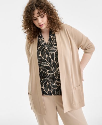Anne Klein Plus Size Malibu Open-Front Cardigan