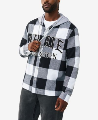 True Religion Мужская фланелевая рубашка с капюшоном