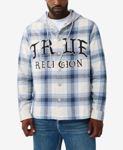 True Religion Men's Hooded Flannel Shirt