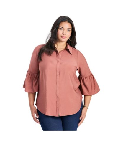 Женская рубашка Avenue Plus Size с рукавами bell