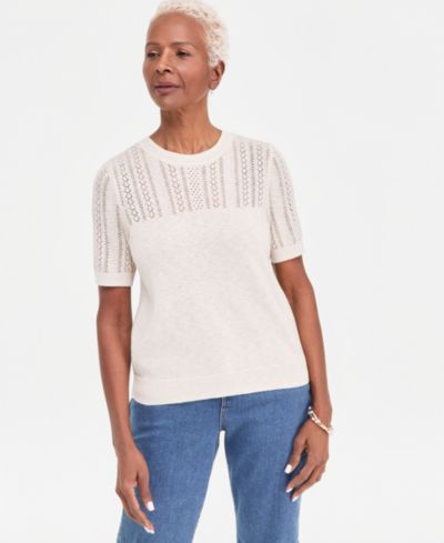 Style & Co Petite Short-Sleeve Crew Neck Sweater, Macy's Exclusive