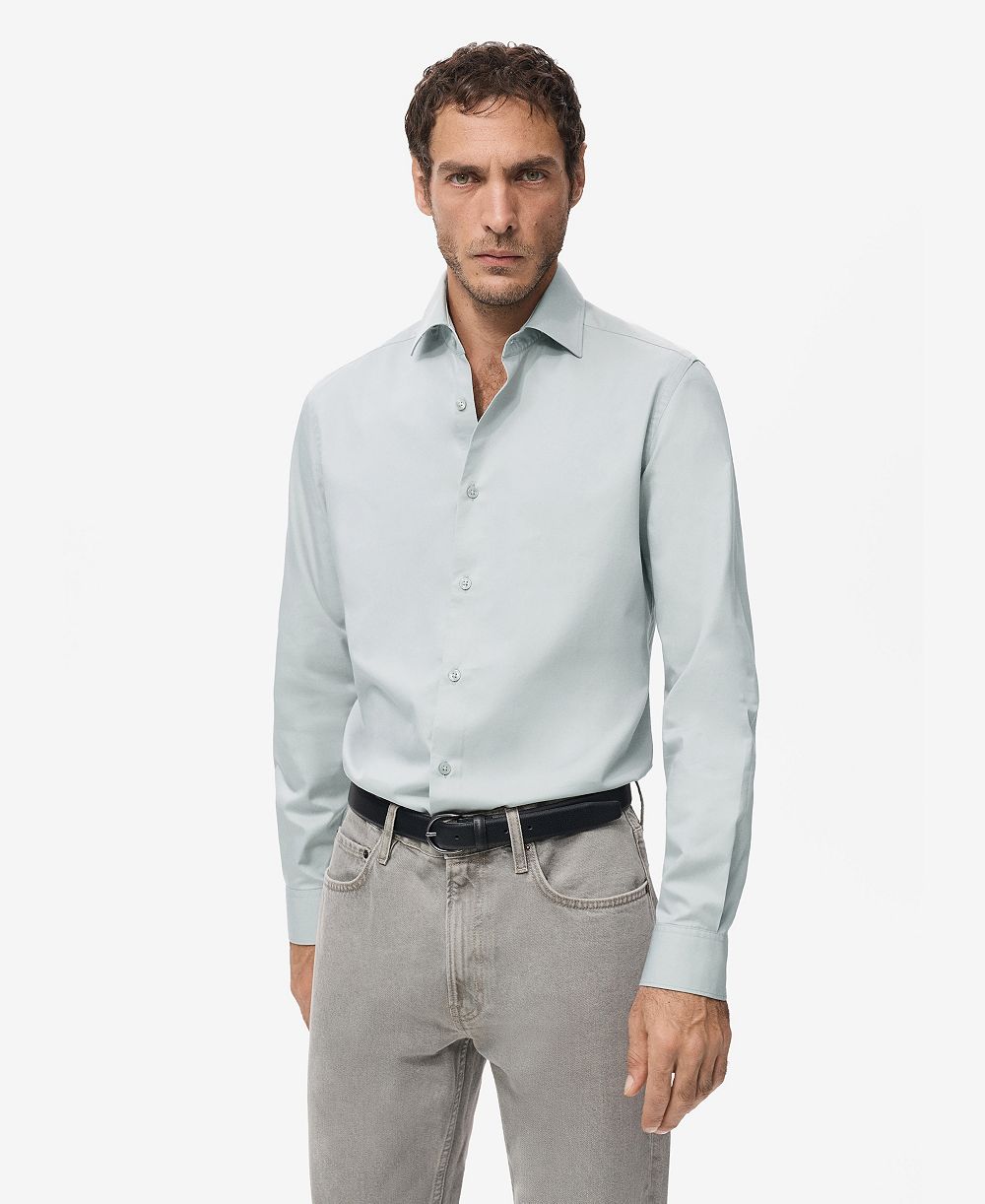 Mango Men's Slim-Fit Lyocell Cotton Shirt